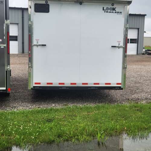 2025 Look 8.5X24 ELEMENT SE FLAT TOP SLOPED V-NOSE CAR HAULER 10K WHITE